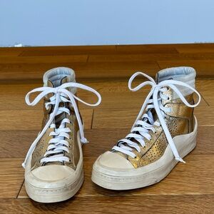 P448 Gold High-Top Sneakers